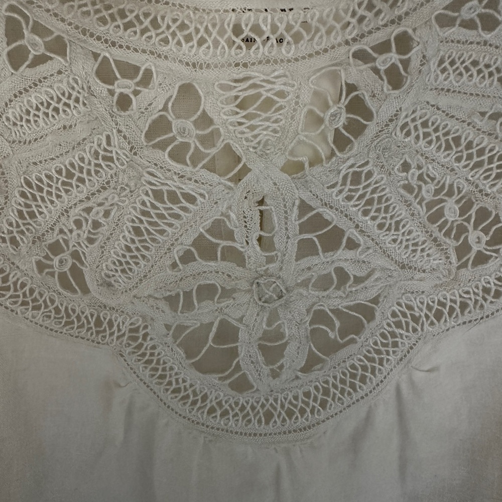 Sezane White Lace Detail Women's Top Blouse Medium 8/40 - Picture 3 of 10